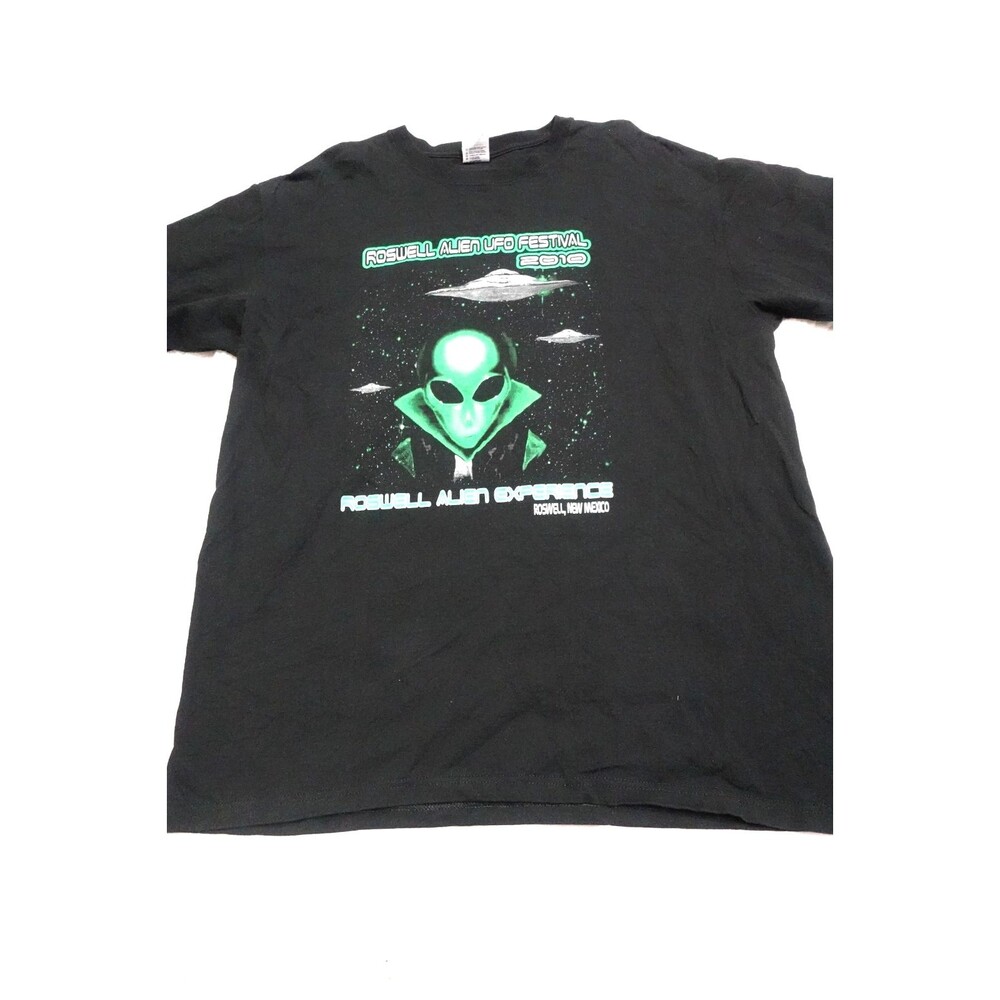 Vintage Roswell Alien Experience Festival 2010 Men's XL Black Graphic‎ T-Shirt